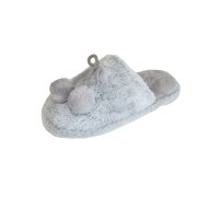 NŐI POMPONOS HÁZIPAPUCS, SZÜRKE, TEXTIL, 36-41-IG