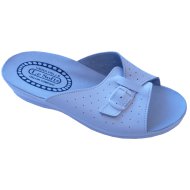 NŐI BŐR KÉNYELMI PAPUCS, FEHÉR, CSATOS, 36-41-IG