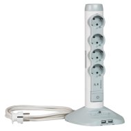 ELOSZTÓOSZLOP 4 ALJZAT, 2 USB, 1 MICRO USB, 2 M VEZETÉKKEL