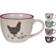 PORCELÁN BÖGRE KAKAS MINTÁS 4,5DL 4-FÉLE SZÍNBEN