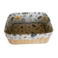 TÁROLÓ SÖTÉT BARNA BAMBUSZ+TEXTIL, 38X28X16CM