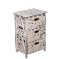 ANTIK FA TÁROLÓ FEHÉR 40X62X30CM 3 SZÖVET FIÓKKAL