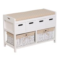 FA TÁROLÓS ÜLŐKE 73X48,5X32CM FEHÉR 4 FIÓKKAL, 2 KOSÁRRAL