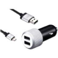 dupla USB autós töltő + ligthning spirál kábel (CC178S)
