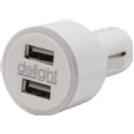 55028WH Autós szivargyújtó adapter 2 USB aljzattal, fehér