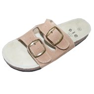 FÉRFI BIO PAPUCS 41-46-IG, VILÁGOSBARNA, BŐR/TEXTIL/EVA