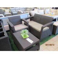 KERTI GARNITÚR CORFU BARNA MŰRATTAN HATÁSÚ PAD ASZTAL 2FOTEL Outlet