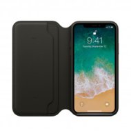 Apple - iPhone X kinyitható bőrtok – fekete