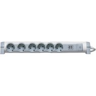 MOES ELOSZTÓ 6-ES 1,5M FEHÉR/SZÜRKE 6X2P+E 2XUSB TÚLFESZLEVEZETŐVEL