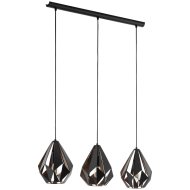 CARLTON1 E27 FÜGGESZTÉK 3X60W FEKETE, VÖRÖSRÉZ FÉNYFORRÁS NÉLKÜL