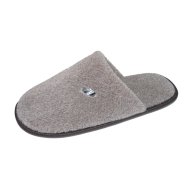FÉRFI HÁZIPAPUCS, BARNA-SZÜRKE, TEXTIL, 41-46-IG
