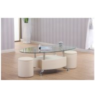 DUO KÁVÉZÓASZTAL SZETT BÉZS FÉM+ÜVEG 130X70X45CM,27,5X33CM Outlet