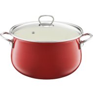 ROZSDAMENTES ACÉL LÁBAS FEDŐVEL ZOMÁNCOZOTT, 22CM/5L, PIROS