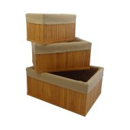 BAMBUSZ KOSÁR NAGY 48X34,8X21,4CM VILÁGOSBARNA TEXTILBETÉTTEL Outlet