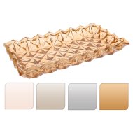 TÁLCA 33,5X13,5X3,5CM, ÜVEG 4-FÉLE BOROSTYÁN ÉS SZÜRKE SZÍNEKBEN Outlet