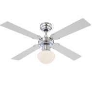 MENNYEZETI VENTILÁTOR E27 60W 230V KRÓM TEST,EZÜST/FEHÉR MDF LAPÁT Outlet