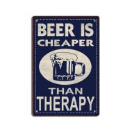 POINT RETRO FÉMTÁBLA 20X30CM BEER IS CHEAPER THAN THERAPY