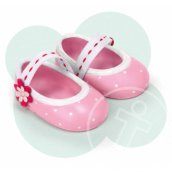 Nenuco: Rózsaszín fehér pöttyös baba balerina cipő 42cm-es babákhoz
