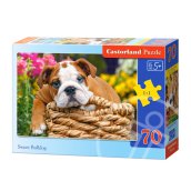 Buldog kutyus kosárban 70 darabos puzzle