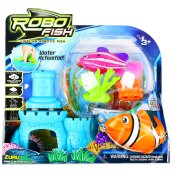 RoboFish elemes robothal - rózsaszín hal kék várral