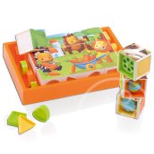 Bébi puzzle kocka - narancssárga dobozos