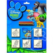 Disney állatfigurák 5db-os nyomdaszett színes ceruzákkal