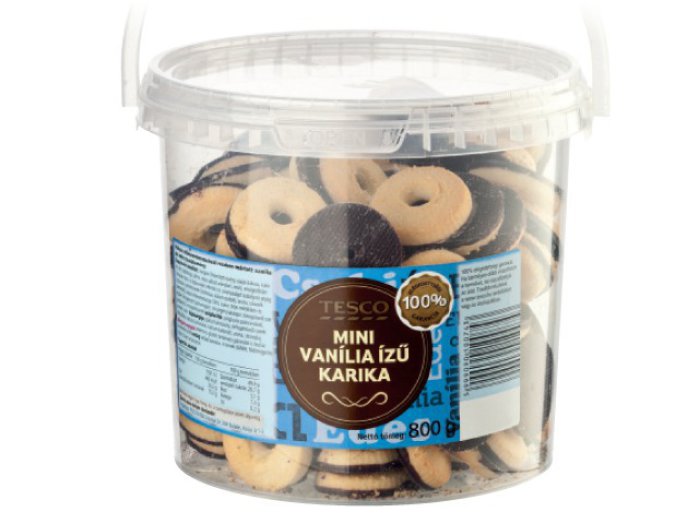 TESCO vödrös mini vaníliaízű karika