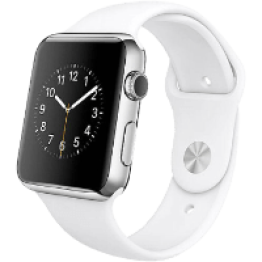 Watch 42 mm-es, rozsdamentes acélból készült tok fehér sportszíjjal (mj3v2hc/a)
