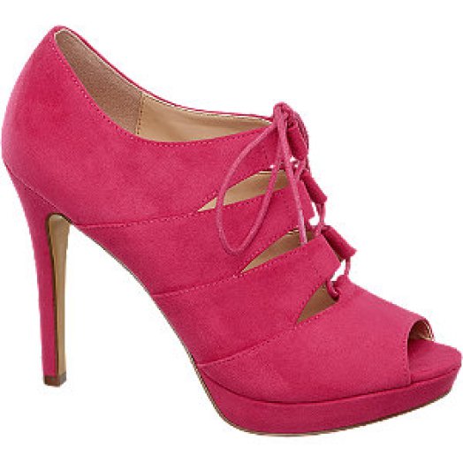 Pink lace up peep toe