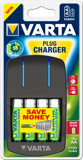 Varta Plug Töltő + 4*2100 AA újratölthető akku