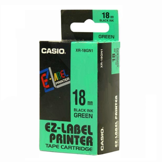 Casio 18 mm címkeszalag zöld/fekete, 8m-es