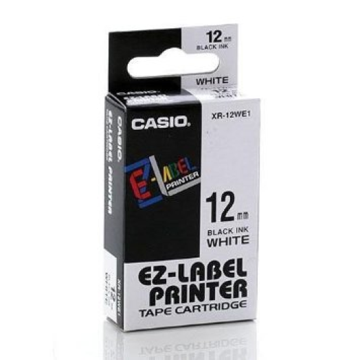 Casio 12 mm címkeszalag fehér/fekete, 8m-es