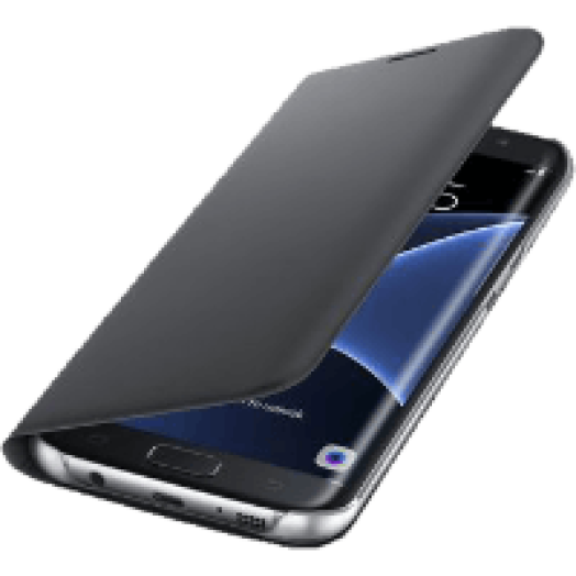 Galaxy S7 Edge bőr book cover tok fekete
