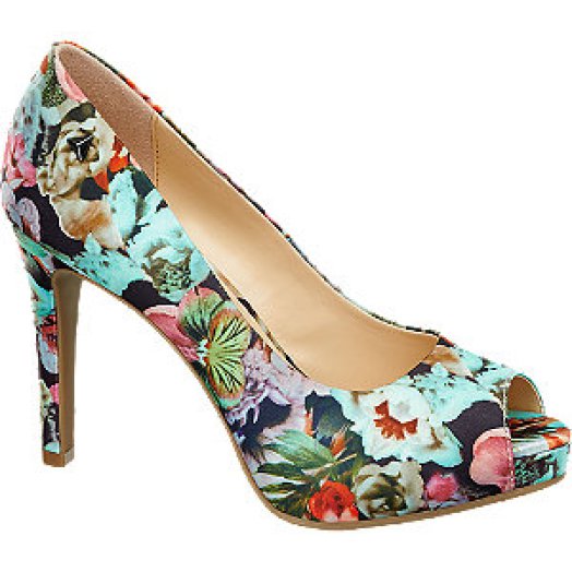 Virágmintás tűsarkú peep-toe