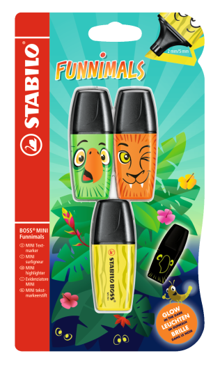 STABILO BOSS MINI Funnimals szövegkiemelő 3 db