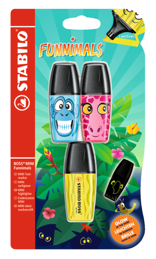STABILO BOSS MINI Funnimals szövegkiemelő 3 db