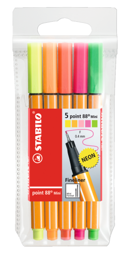 STABILO point 88 Mini neon 5 db-os tűfilc készlet