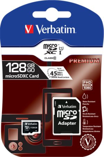 Verbatim 128GB SDXC CL10 memóriakártya adapterrel