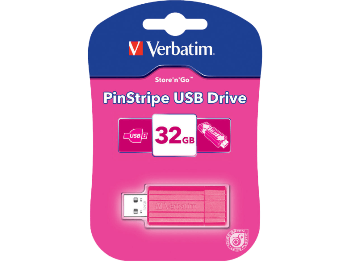 Pin Stripe 32 GB USB 2.0 pendrive ciklámen