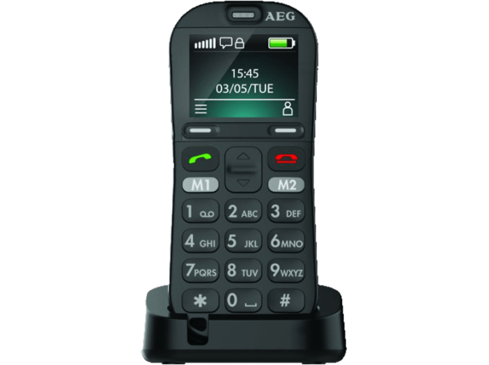 M 320 Ergonómikus fekete kártyafüggetlen mobiltelefon asztali töltővel