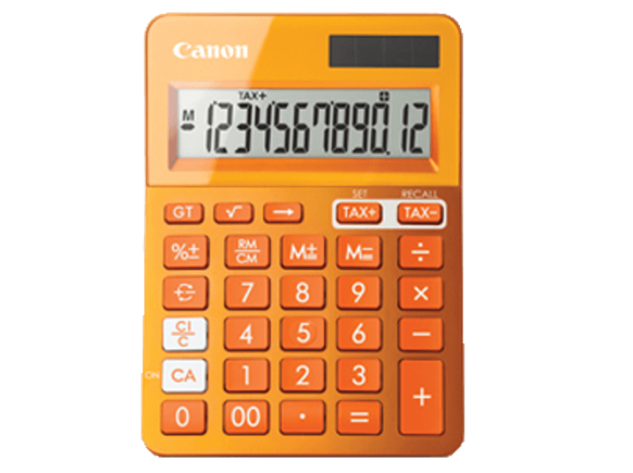 LS-123K számológép, metálfényű narancs