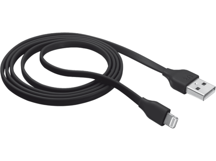 Flat Lightning fekete töltő/adatkábel 1m (20127)