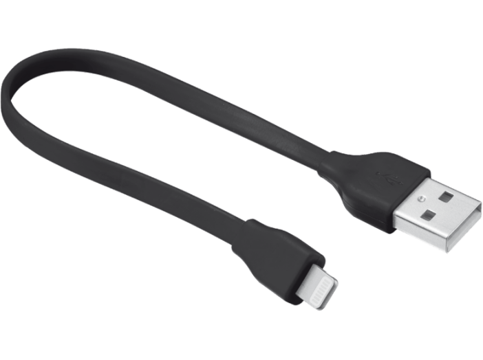 Flat Lightning fekete töltő/adatkábel 20cm (20131)
