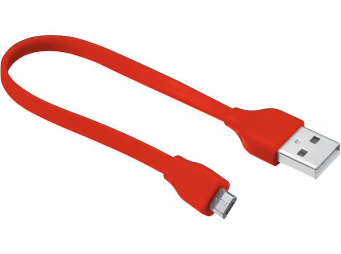Flat micro-USB piros töltő/adatkábel 20cm (20141)