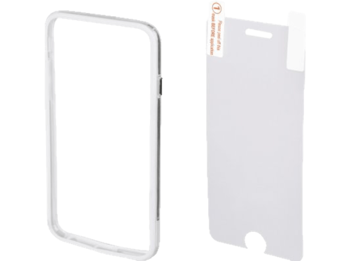 iPhone 6 Plus képernyővédő fólia + fehér műanyag tok