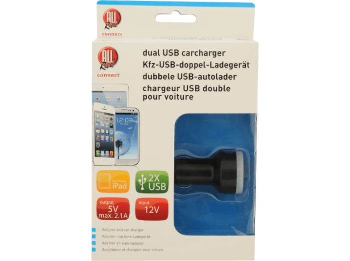 Töltő dupla USB szivargyújtó csatlakozóval, 12/24V, 5V max. 2100mA