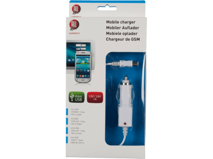 Töltő mini USB szivargyújtó csatlakozóval 12/24 V, 1000mA