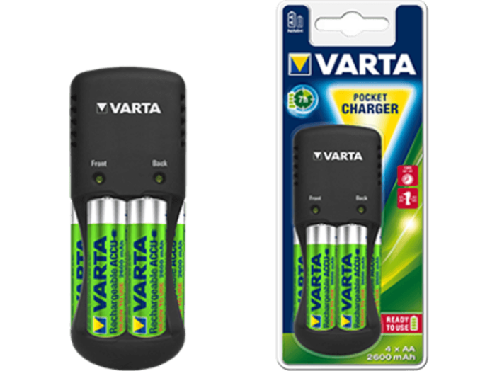 Pocket akkutöltő 4x2600mAh akkumulátorral