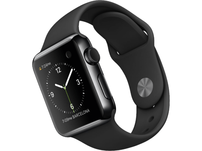 Watch 38 mm-es, rozsdamentes acélból készült asztrofekete tok fekete sportszíjjal (mlck2hc/a)