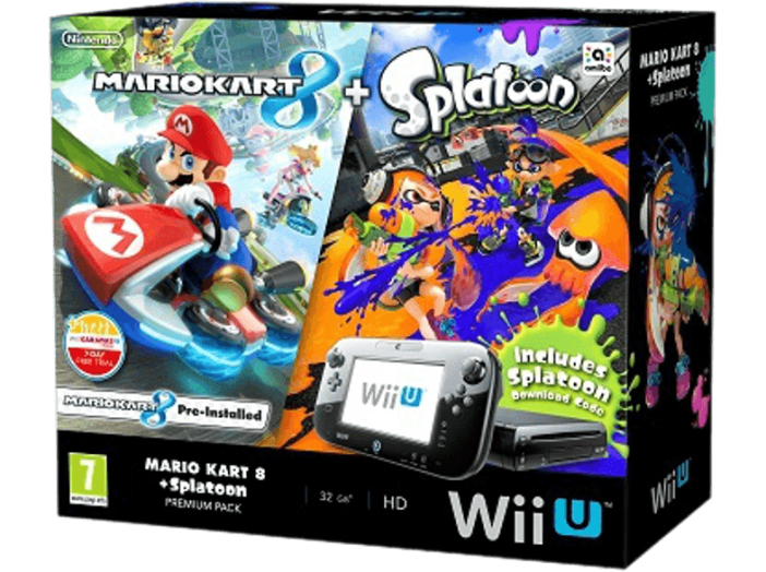 Wii U Premium csomag + Splatoon + Mario Kart 8 + New Super Mario Bors U + New Super Luigi U (Wii U)